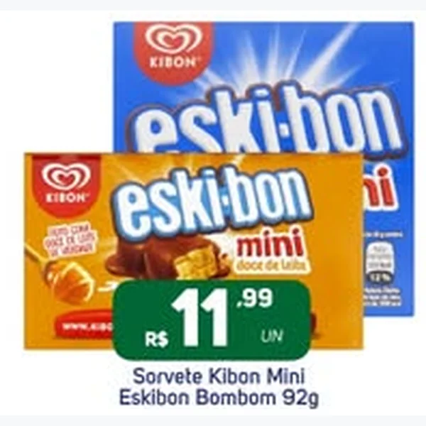 Recorte do encarte de Sorvete Mini Eskibon Bombom Kibon 92 g