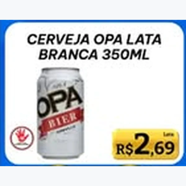 Recorte do encarte de Cerveja Lata Branca Opa 350 ml