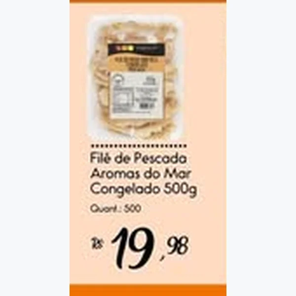 Recorte do encarte de Filé de Pescada Congelado Aromas do Mar 500 g