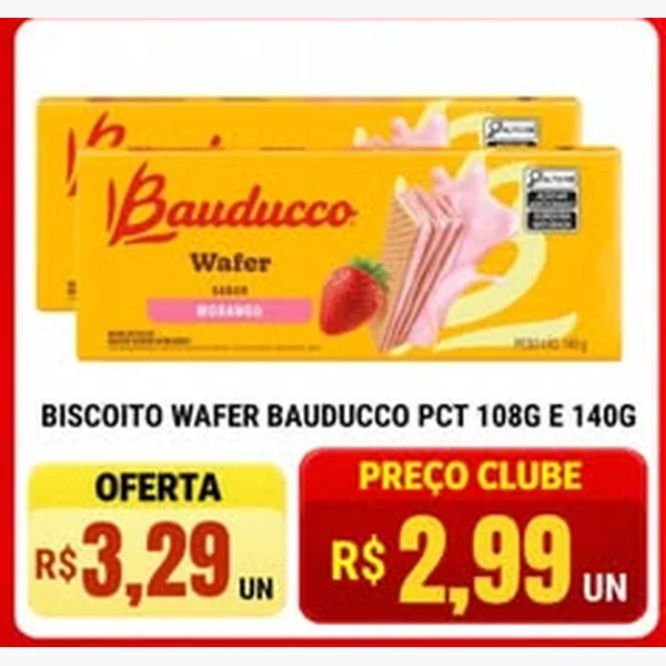 Recorte do encarte de Biscoito Wafer Bauducco 140 g