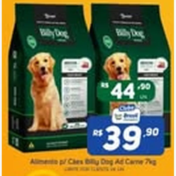 Recorte do encarte de Alimento Cão Ad Carne Billy Dog 1 kg