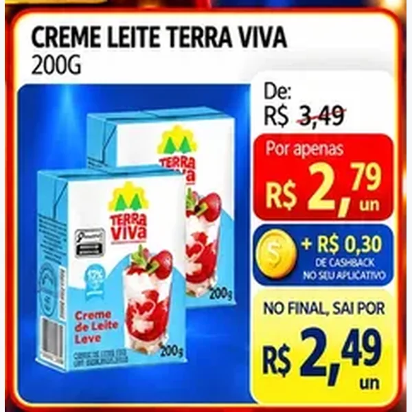 Recorte do encarte de Creme de Leite Leve Terra Viva 200 g