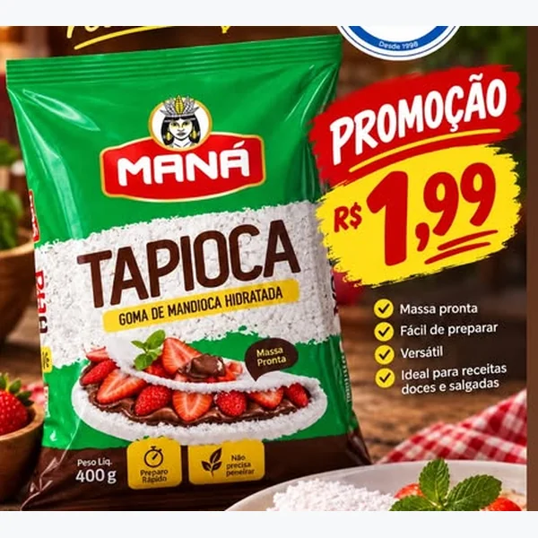 Tapioca Goma de Mandioca Hidratada Maná 400 g