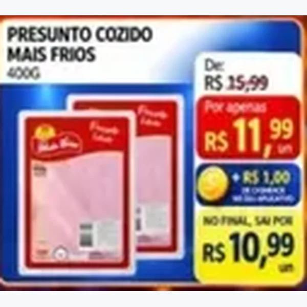 Recorte do encarte de Presunto Cozido Fat Mais Frios 400 g