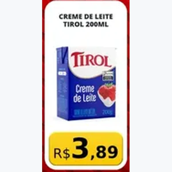 Recorte do encarte de Creme de Leite Tirol 200 ml