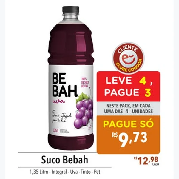 Suco de Uva Integral Bebah 1,35 L