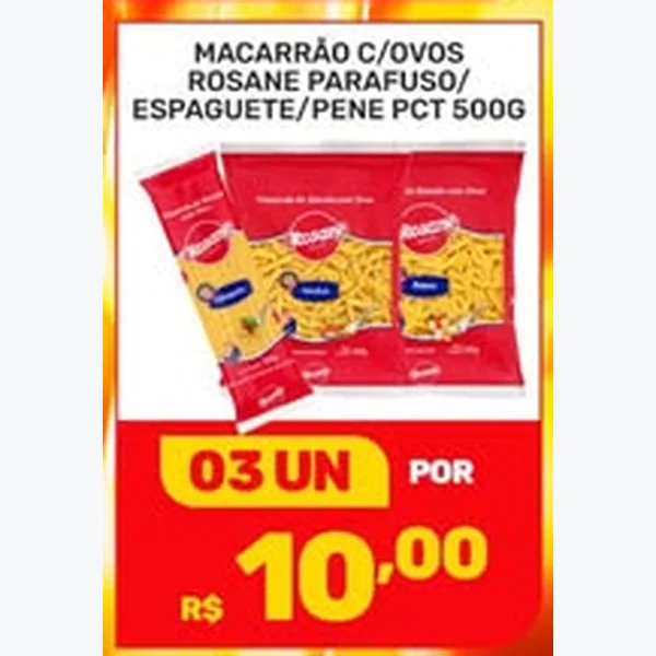 Recorte do encarte de Macarrão com Ovos Pene Rosane 500 g