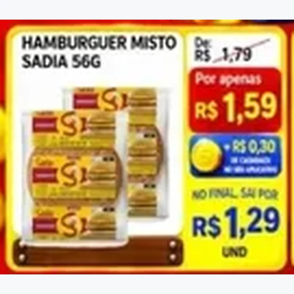 Recorte do encarte de Hambúrguer Misto Sadia 56 g