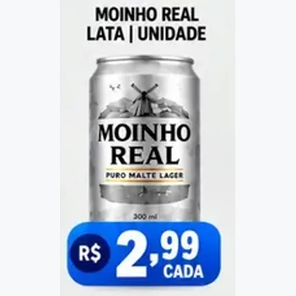Recorte do encarte de Cerveja Puro Malte Lager Moinho Real 300 ml