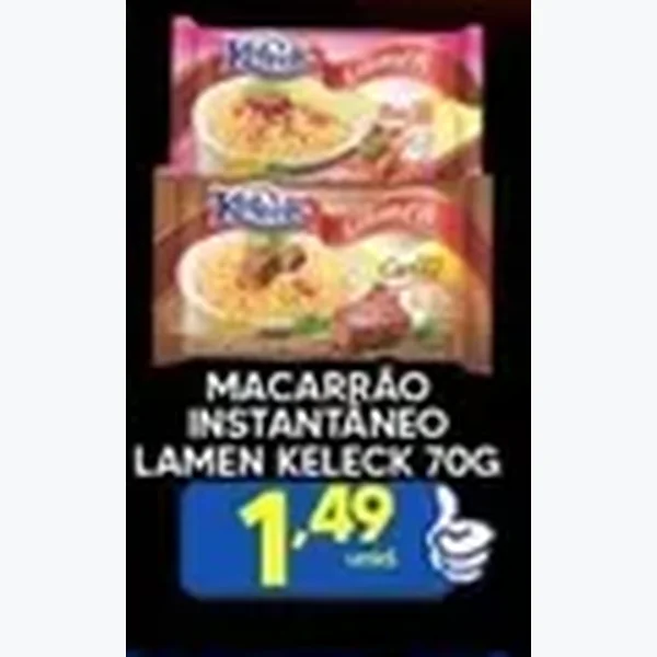 Recorte do encarte de Macarrão Instantâneo Lamen Keleck 70 g