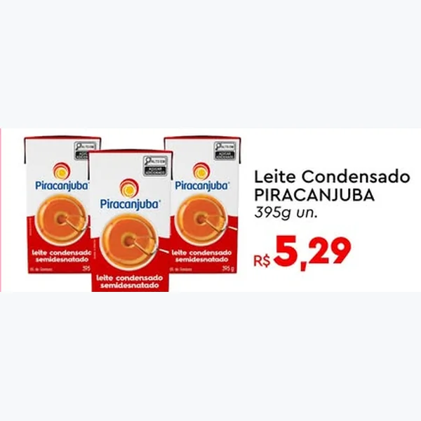 Recorte do encarte de Leite Condensado Piracanjuba 395 g