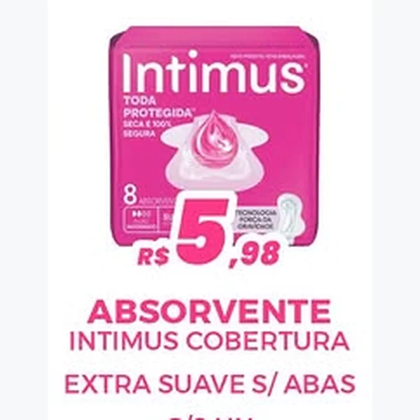 Absorvente Cobertura Extra Suave sem Abas Intimus 8 un