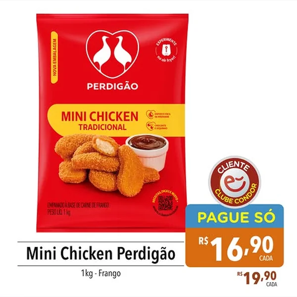 Recorte do encarte de Mini Chicken Tradicional Perdigão 1 kg