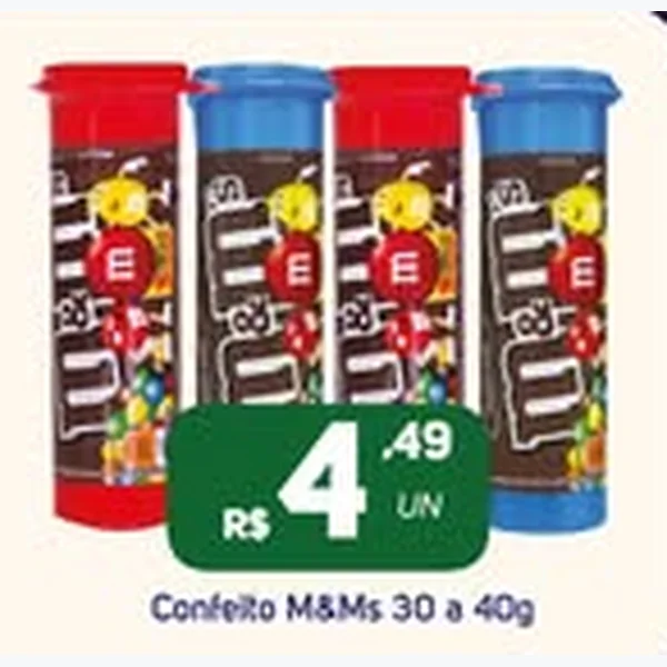 Recorte do encarte de Confeito M&Ms 40 g