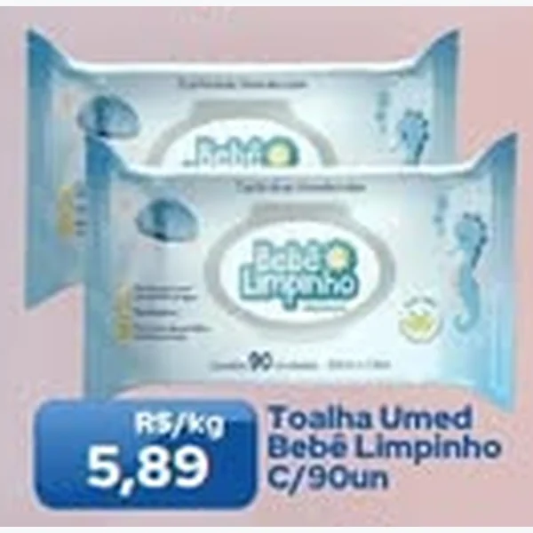 Recorte do encarte de Toalha Umedecida Bebê Limpinho 90 un