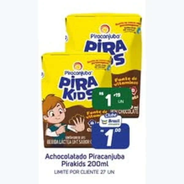 Recorte do encarte de Achocolatado Pirakids Piracanjuba 200 ml
