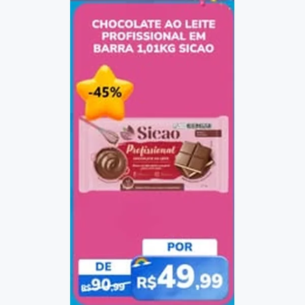 Recorte do encarte de Chocolate ao Leite Profissional em Barra Sicao 1,01 kg