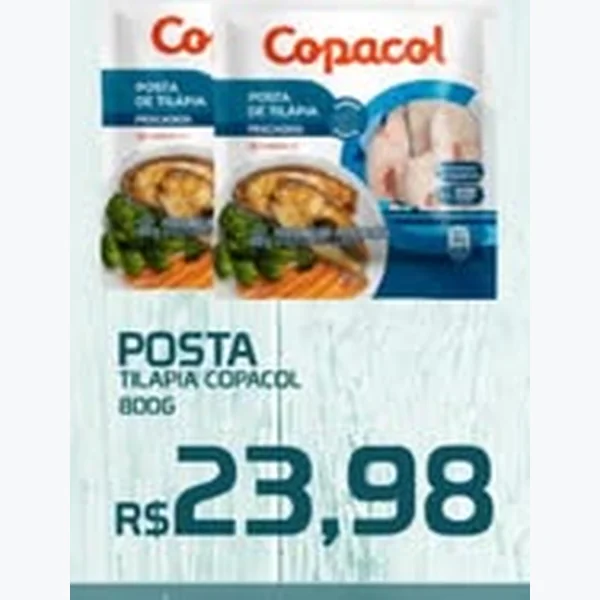 Recorte do encarte de Posta Tilápia Copacol 800 g