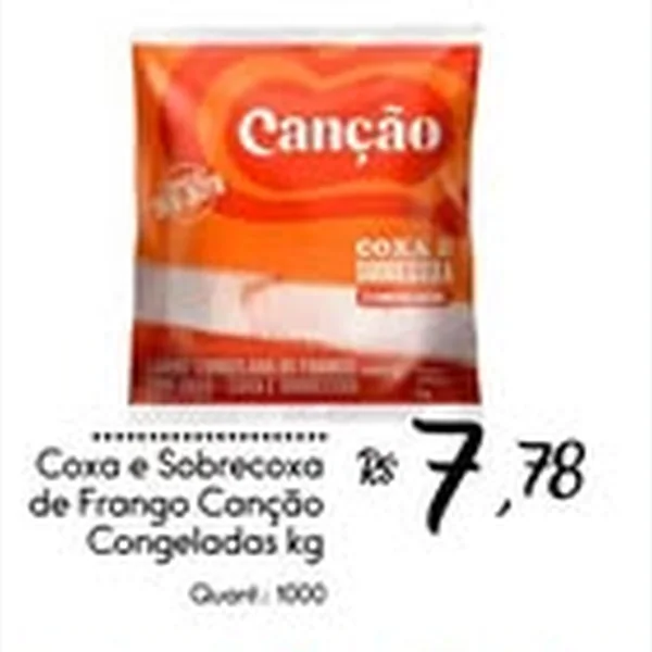 Recorte do encarte de Coxa e Sobrecoxa de Frango Congeladas Canção