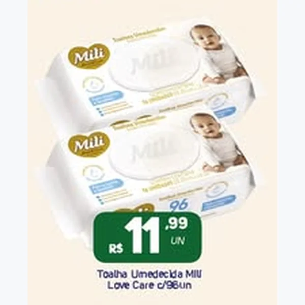 Toalha Umedecida Love Care Mili 96 un