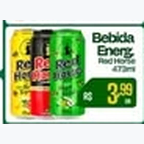 Recorte do encarte de Bebida Energética Red Horse 473 ml