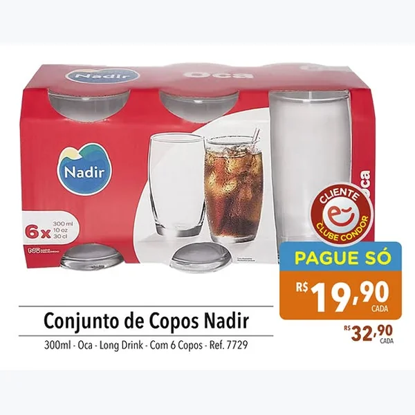 Conjunto de Copos Long Drink Oca Nadir 6 un × 300 ml