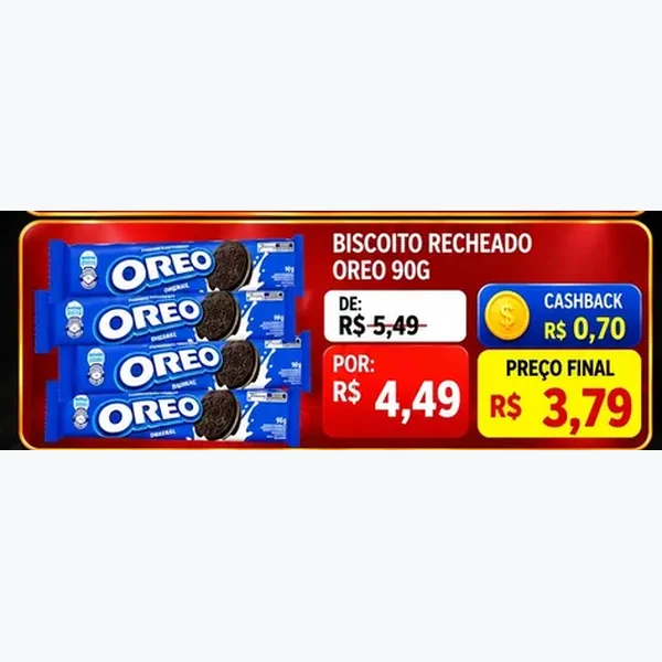 Recorte do encarte de Biscoito Recheado Oreo 90 g