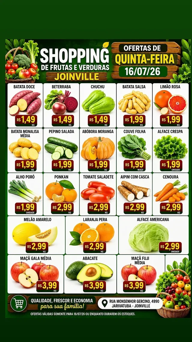 Encarte Shopping de Frutas e Verduras Joinville